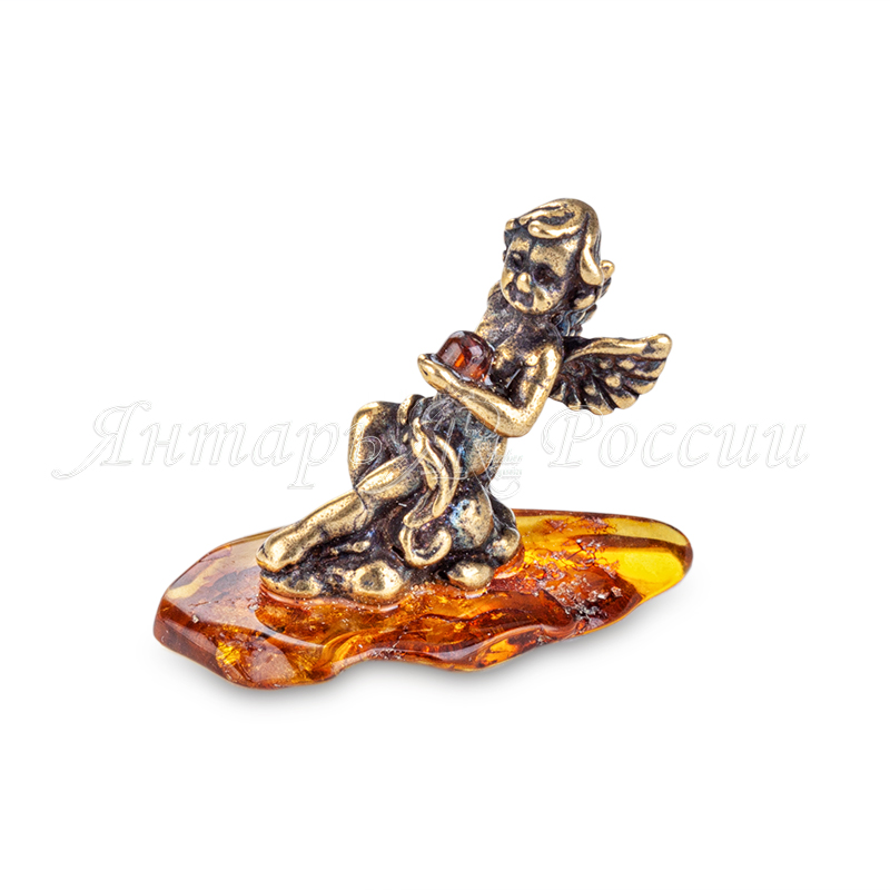 Ангел сидит полулежа Латунь, янтарь